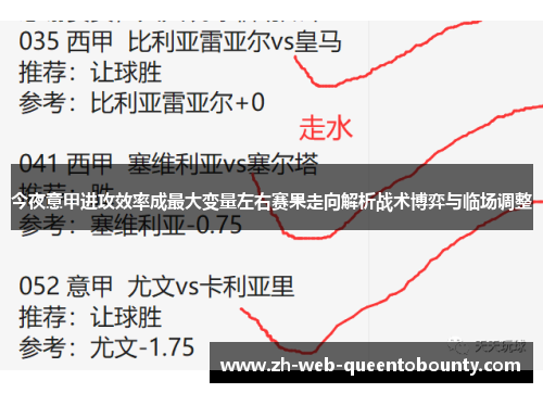 今夜意甲进攻效率成最大变量左右赛果走向解析战术博弈与临场调整